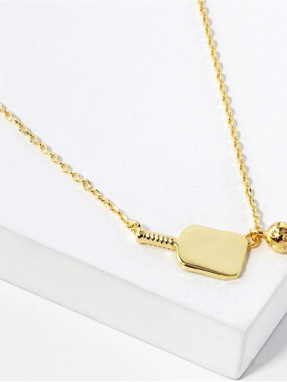 Gold Dipped Mini Paddle Pickleball Necklace by - Picture 3 of 8